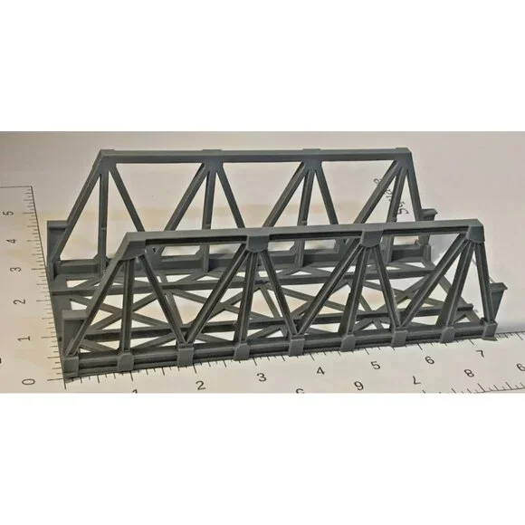 HO Scale 1:87 Steel Truss Bridge with Stone Abutments Model Train Railroad Scene - Picture 3 of 4